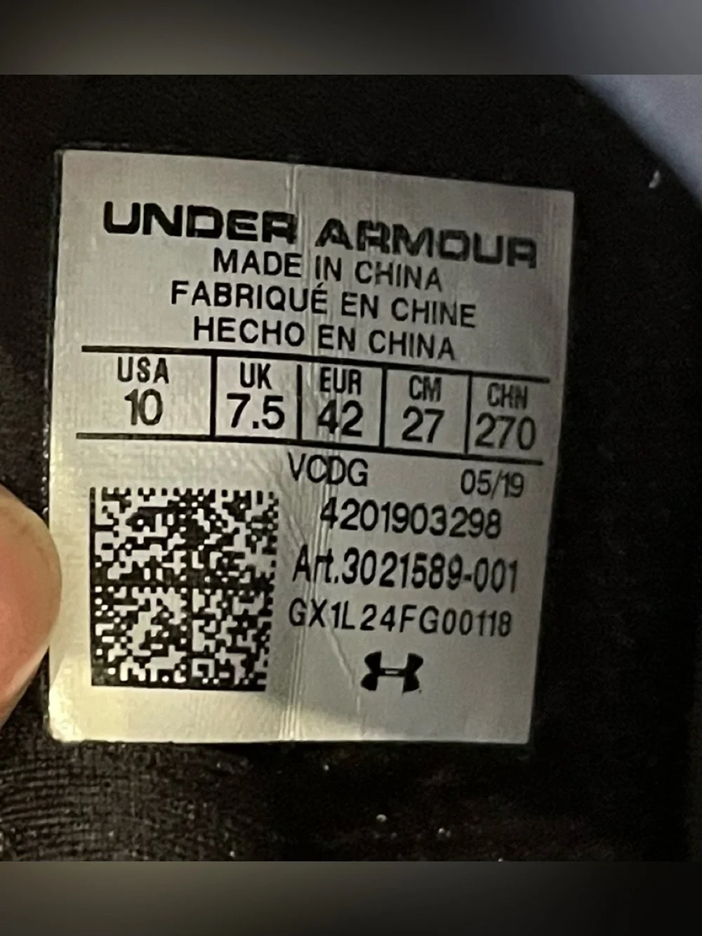 Under Armour Men’s Black HOVR Lightweight Training Shoes